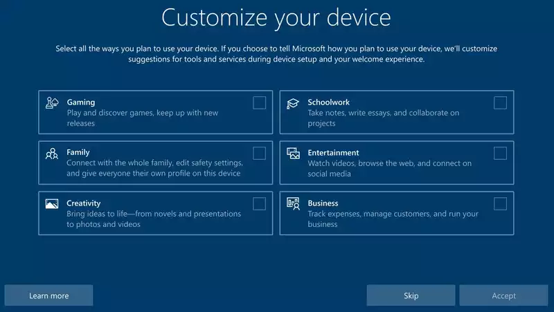 Microsoft is testing Windows 10 setup screens.