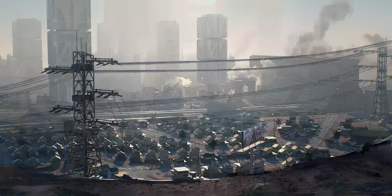 Concept art for "Cyberpunk 2077" depicts "crowded megastructures" in Santo Domingo.