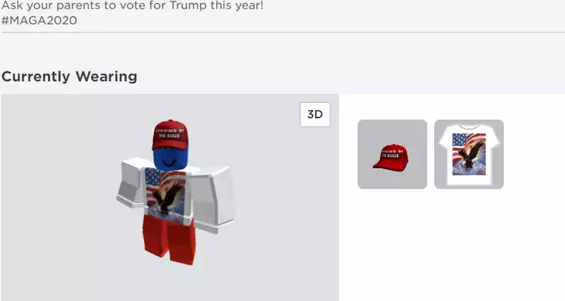 Hacked Roblox account tells people to vote for Trump