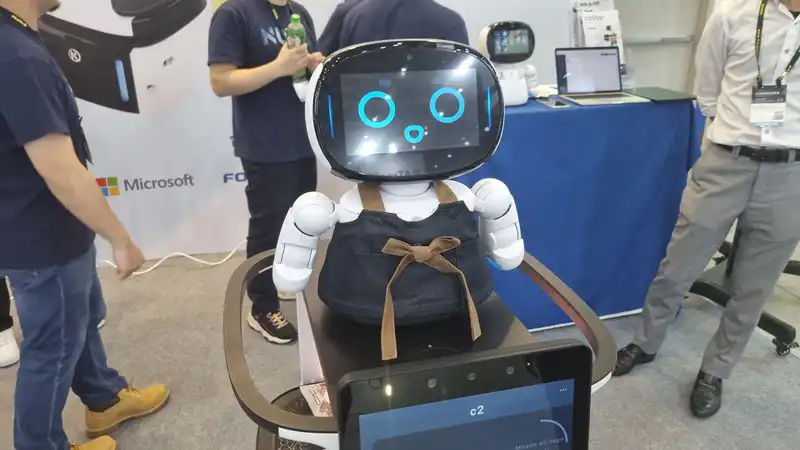 This exciting robot shouted at me repeatedly at Computex, forcing me to resist the urge to kick it